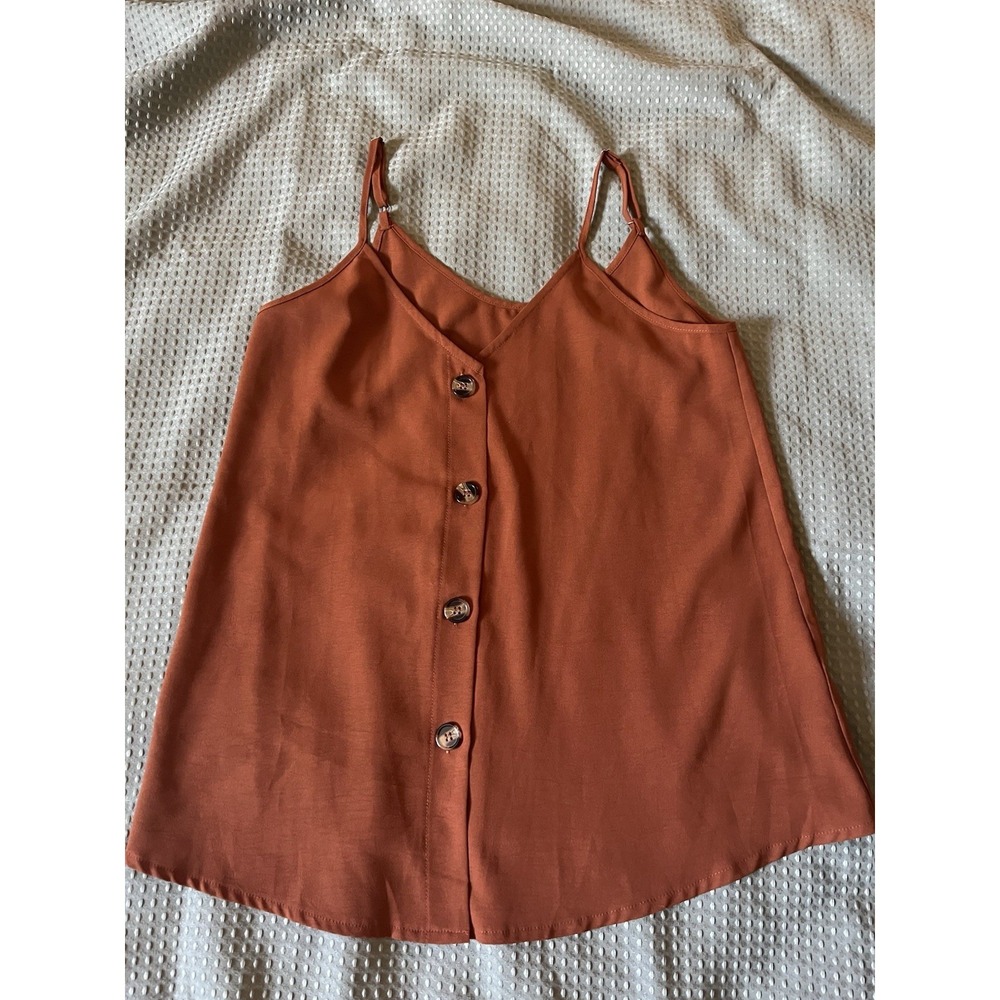 V-neck‎ Button Front Sleeveless Top Size S/m